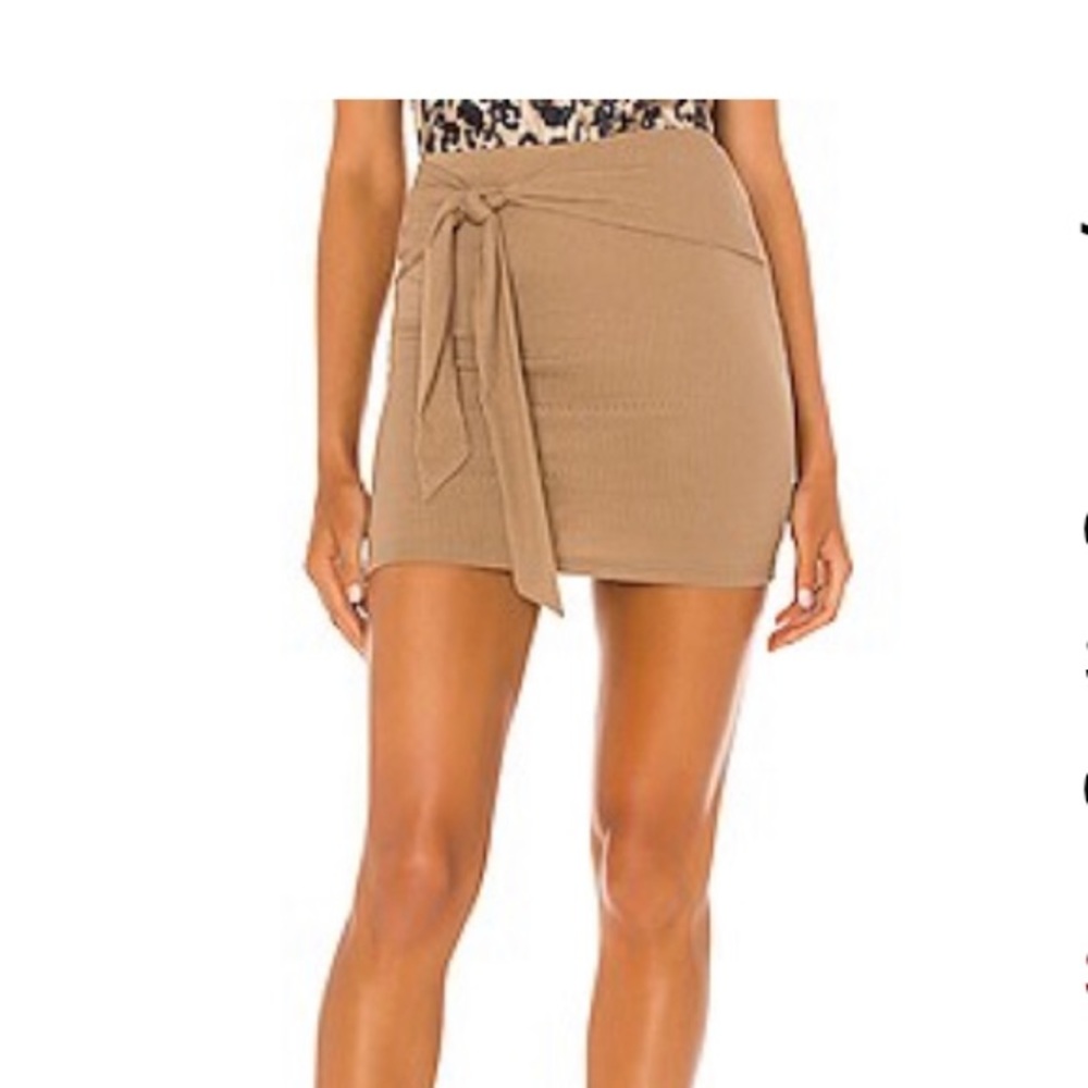 Lovers and Friends Justina Tie mini skirt in mocha, XS, revolve